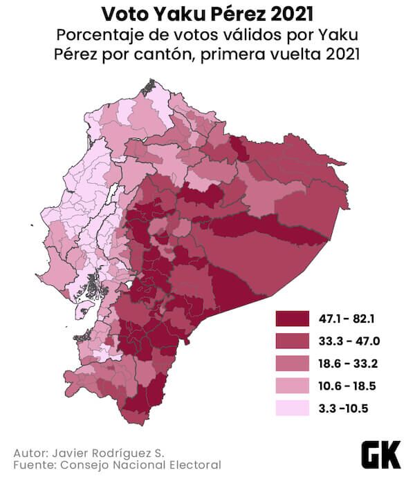 Cómo fue el voto de Yaku Pérez en 2021.