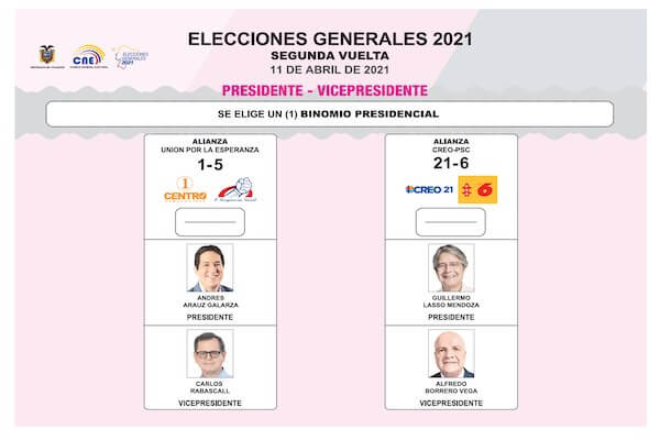 papeleta para la segunda vuelta
