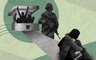 Una mujer civil denunció haber sido violada por un oficial del Ejército en un cuartel militar. Ilustración de Daniela Hidalgo para GK.