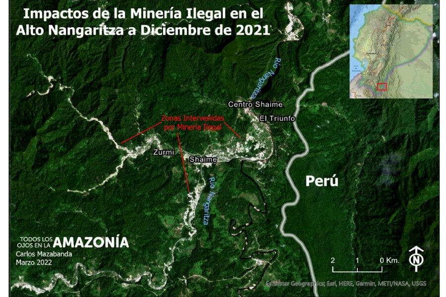 impactos de la minería ilegal en el río Nangaritza