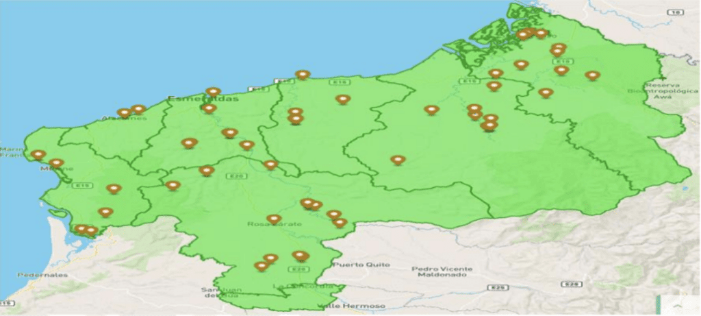 mapa puntos wifi en Esmeraldas