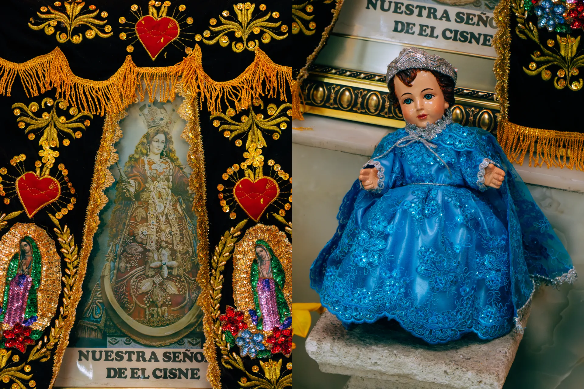 En el mercado La Carolina, conocido como Iñaquito, la devoción es a la Virgen del Cisne en un altar En el mercado La Carolina, conocido como Iñaquito, la devoción es a la Virgen del Cisne en un altar